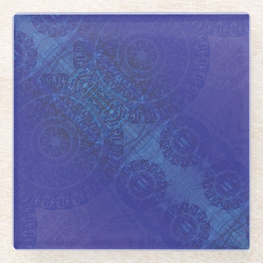 Annahme | Blue Indigo Violet Boho Medallions Glasuntersetzer (Vorderseite)