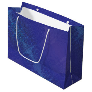 Annahme   Blue Indigo Violet Boho Medallions Große Geschenktüte