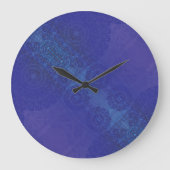 Annahme | Blue Indigo Violet Boho Medallions Große Wanduhr (Vorderseite)