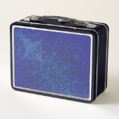 Annahme | Blue Indigo Violet Boho Medallions Metall Brotdose (Rückseite)