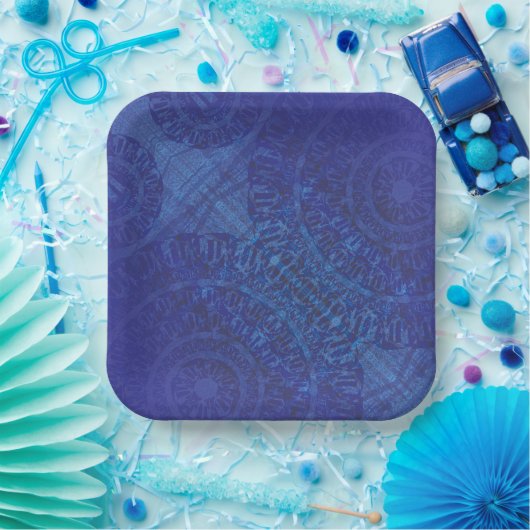 Annahme | Blue Indigo Violet Boho Medallions Pappteller (Party)