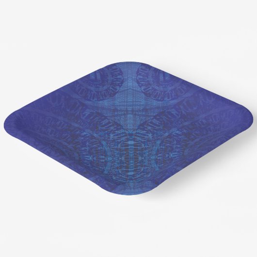 Annahme | Blue Indigo Violet Boho Medallions Pappteller (Gewinkelt)