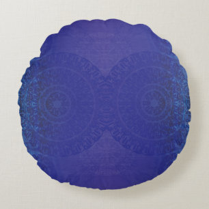 Annahme Blue Indigo Violet Boho Medallions Rundes Kissen