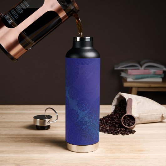 Annahme | Blue Indigo Violet Boho Medallions Trinkflasche (Kaffee)