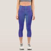 Annahme | Blue Indigo Violet Shibori Muster Capri Leggings (Vorderseite)