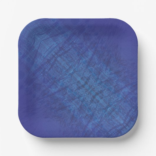 Annahme | Blue Indigo Violet Shibori Muster Pappteller (Vorderseite)