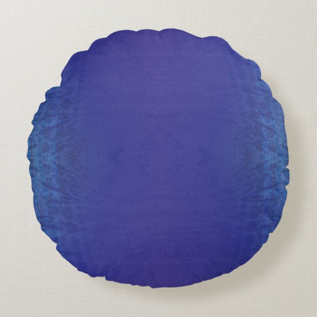 Annahme | Blue Indigo Violet Shibori Muster Rundes Kissen (Vorderseite)