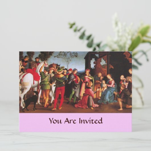 ANNAHME DER MAGI-Leinen Einladung (Stehend Vorderseite)