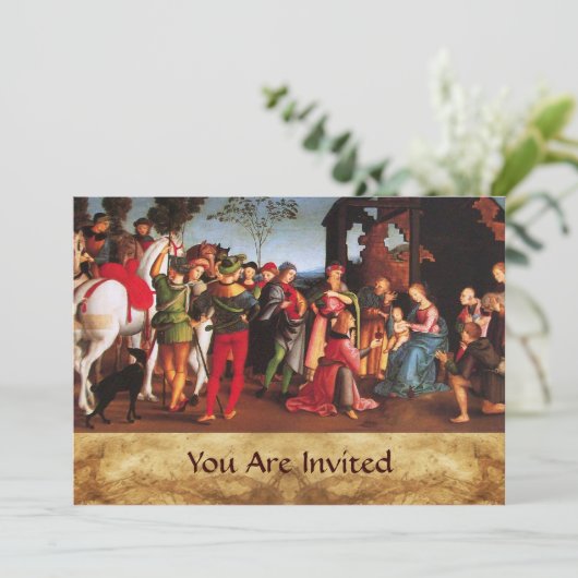 ANNAHME DES MAGI-Pergaments Einladung (Stehend Vorderseite)