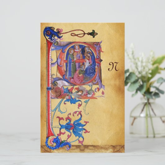 ANNAHME DES MONOGRAMM FÜR DAS PARCHMENT MAGI CHRIS BRIEFPAPIER (Stehend Vorderseite)