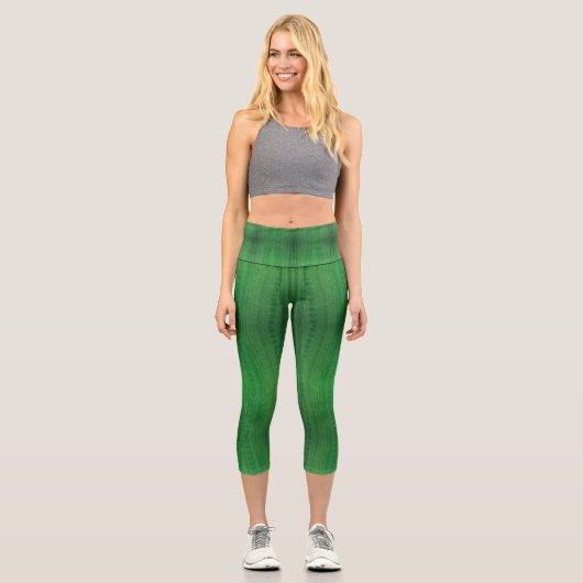 Annahme | Green Eclectic Boho Muster Capri Leggings (Vorderseite)