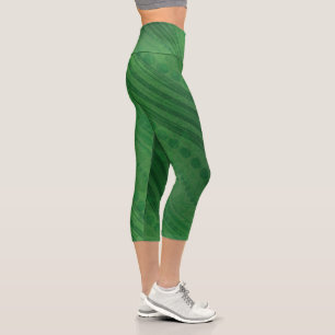 Annahme   Green Eclectic Boho Muster Capri Leggings