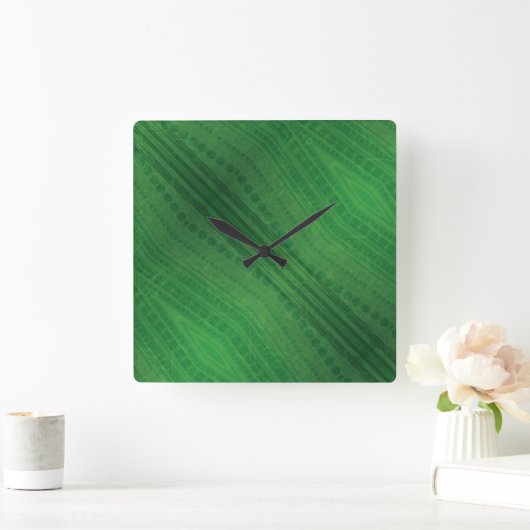 Annahme | Green Eclectic Boho Muster Quadratische Wanduhr (Zuhause)