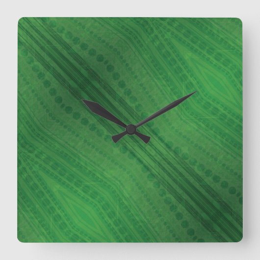 Annahme | Green Eclectic Boho Muster Quadratische Wanduhr (Vorderseite)