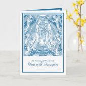 Annahme Jungfrau Mary Blue Elegant Religiös Karte (Gelbe Blume)