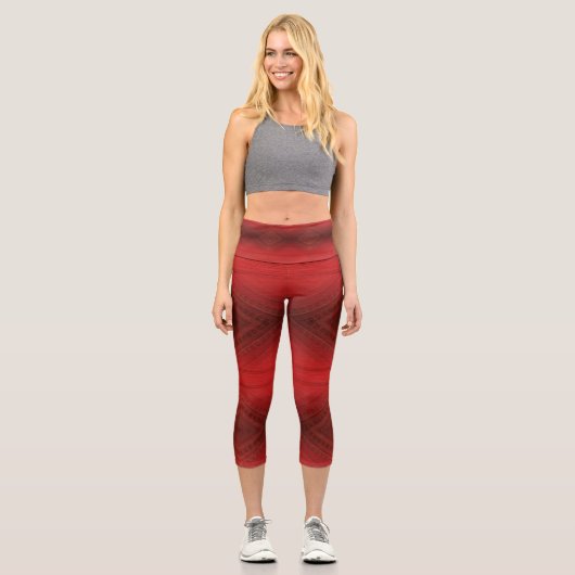 Annahme | Red Eclectic Boho Pattern Capri Leggings (Vorderseite)