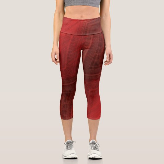 Annahme | Red Eclectic Boho Pattern Capri Leggings (Vorderseite)