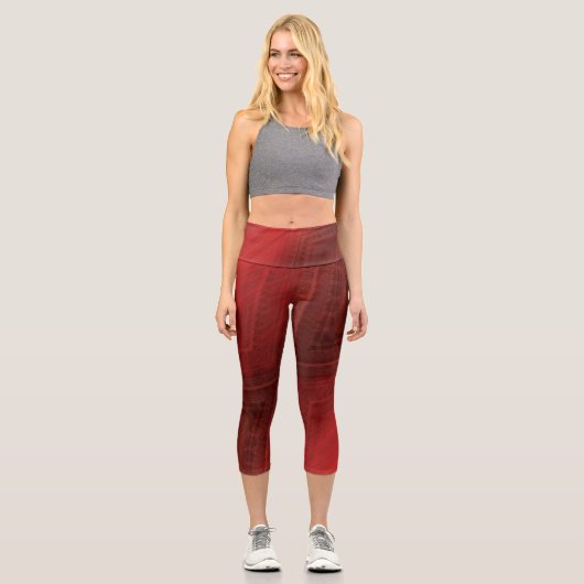 Annahme | Red Eclectic Boho Pattern Capri Leggings (Vorderseite)