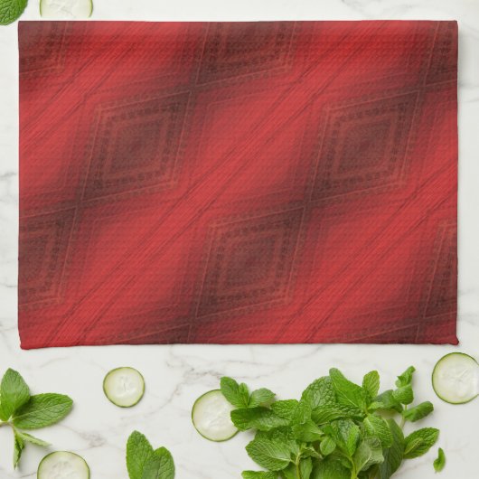 Annahme | Red Eclectic Boho Pattern Geschirrtuch (Gefaltet)