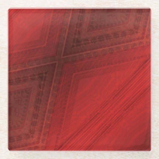 Annahme | Red Eclectic Boho Pattern Glasuntersetzer (Vorderseite)