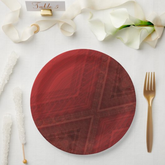 Annahme | Red Eclectic Boho Pattern Pappteller (Hochzeit)