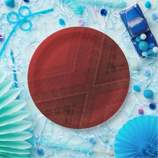 Annahme | Red Eclectic Boho Pattern Pappteller (Party)