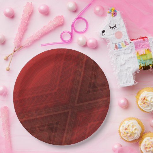 Annahme | Red Eclectic Boho Pattern Pappteller (Party)