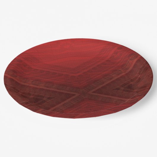 Annahme | Red Eclectic Boho Pattern Pappteller (Schrägansicht)