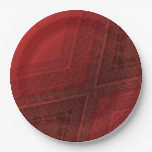 Annahme | Red Eclectic Boho Pattern Pappteller (Vorderseite)