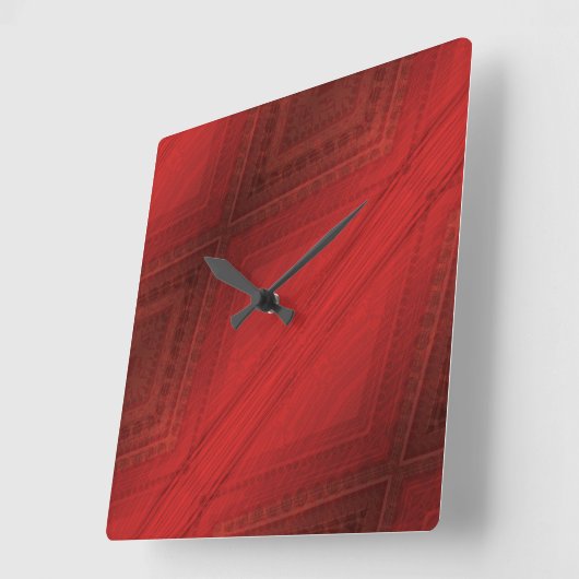 Annahme | Red Eclectic Boho Pattern Quadratische Wanduhr (Winkel)