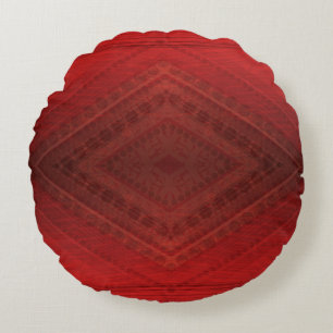 Annahme   Red Eclectic Boho Pattern Rundes Kissen