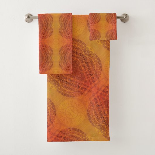 Annahme | Red Orange Yellow Boho Medallions Badhandtuch Set (Insitu)
