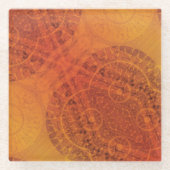 Annahme | Red Orange Yellow Boho Medallions Glasuntersetzer (Vorderseite)