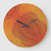 Annahme | Red Orange Yellow Boho Medallions Große Wanduhr (Vorderseite)