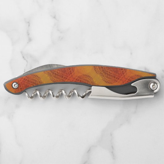 Annahme | Red Orange Yellow Boho Medallions Kellnermesser (Rückseite)