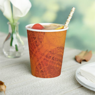 Annahme Red Orange Yellow Boho Medallions Pappbecher