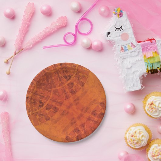 Annahme | Red Orange Yellow Boho Medallions Pappteller (Party)