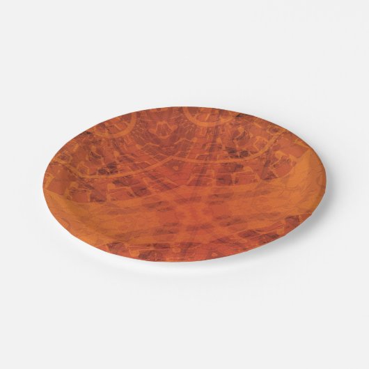 Annahme | Red Orange Yellow Boho Medallions Pappteller (Schrägansicht)