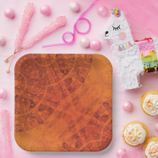 Annahme | Red Orange Yellow Boho Medallions Pappteller (Party)