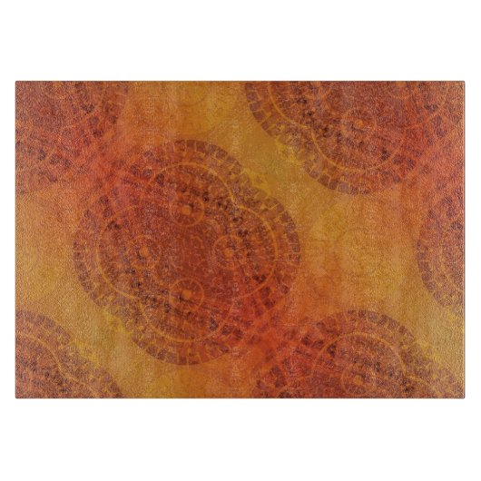 Annahme | Red Orange Yellow Boho Medallions Schneidebrett (Vorderseite)