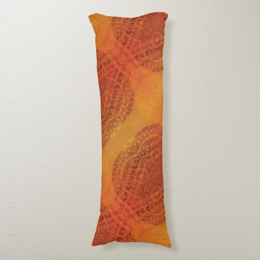 Annahme | Red Orange Yellow Boho Medallions Seitenschläferkissen (Vorderseite Vertikal)