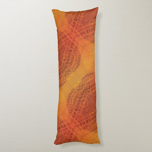 Annahme | Red Orange Yellow Boho Medallions Seitenschläferkissen (Rückseite (Vertikal))