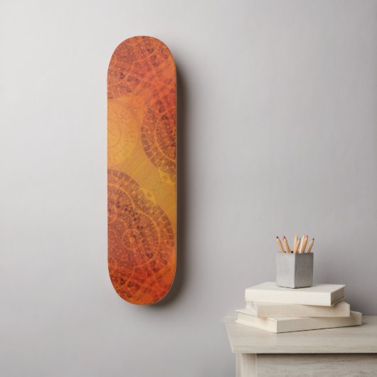 Annahme | Red Orange Yellow Boho Medallions Skateboard (Wandkunst)