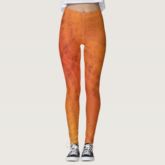 Annahme | Red Orange Yellow Shibori Muster Leggings (Vorderseite)