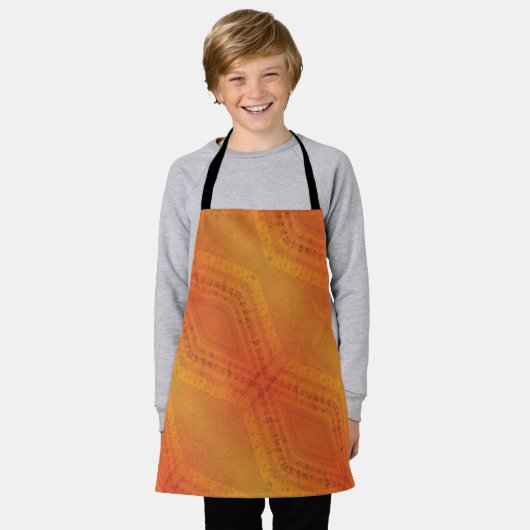 Annahme | Red Orange Yellow Shibori Muster Schürze (Getragen)