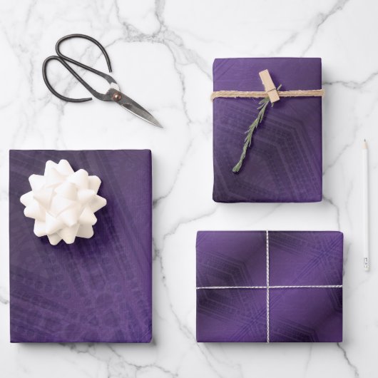 Annahme | Violet Eclectic Boho Pattern Geschenkpapier Set (Vorderseite)