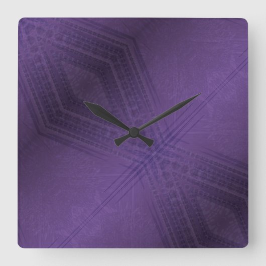 Annahme | Violet Eclectic Boho Pattern Quadratische Wanduhr (Vorderseite)