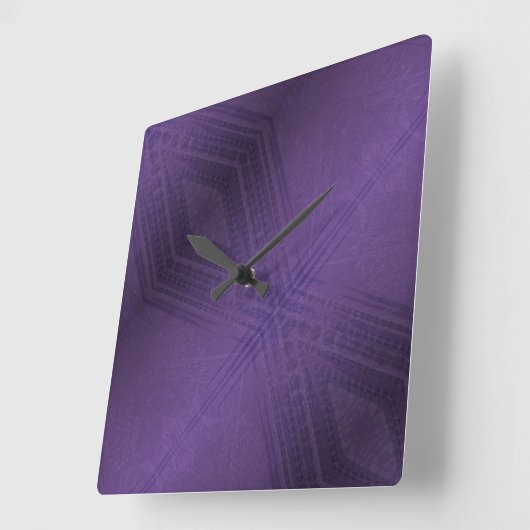 Annahme | Violet Eclectic Boho Pattern Quadratische Wanduhr (Winkel)