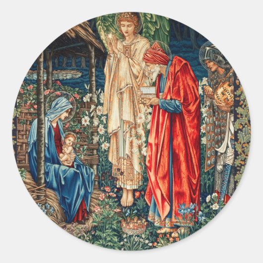 ANNAHME VON MAGI Morris, Burne-Jones rechteckig Runder Aufkleber (Vorderseite)