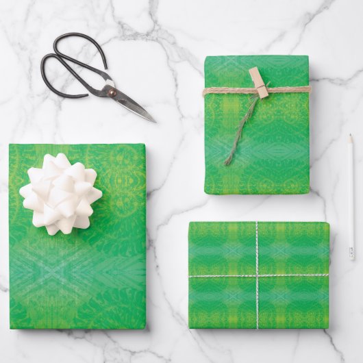 Annahme | Yellow Green Blue Boho Medallions Geschenkpapier Set (Vorderseite)